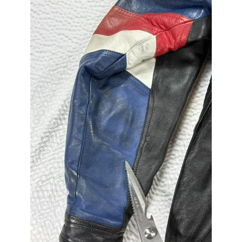 VINTAGE Starter Leather Jacket Mens Large New York Giants Black 90s NFL Football